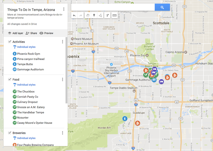 Things to Do In Tempe Arizona Map